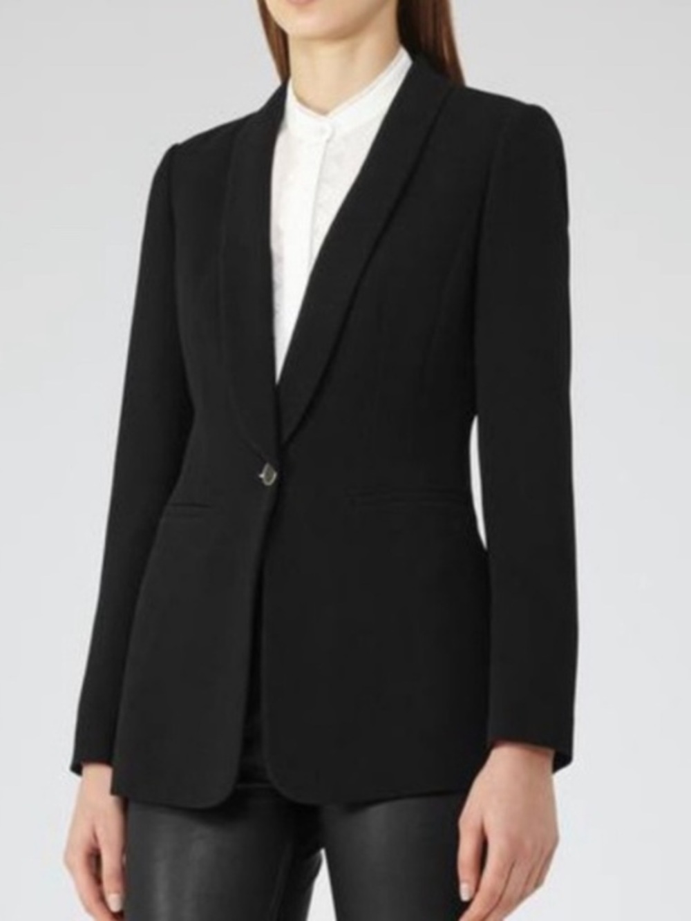 Reiss Reed Shawl Lapel Blazer Jacket in Black size 6
